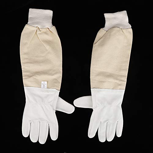 Sheepskin Beekeeping Gloves XXL, Full Hands Protection, Long Sleeves, Canvas and Goat - Skin Leather - Superior Sting Resistance, Ergonomic Mobility, Ideal for Beginners (XXL) - size: XXL