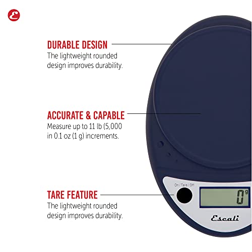 Escali Primo Digital Food Scale Multi-Functional Kitchen Scale and Baking Scale for Precise Weight Measuring and Portion Control, 8.5 x 6 x 1.5 inches, Royal Blue - color: Royal Blue