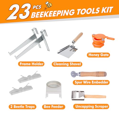 BeeCastle Beekeeping Supplies 22PCS Beekeeping Tools Kit with Organizer Handbag, Bee Keeping Supplies-All Tools Kit Bee Keeping Starter Kit for Beginners and Professional Beekeepers