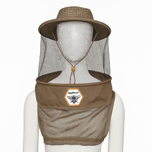 Beekeeping Veil Hat for Beekeepers 360° Protective High Visibility Mesh Breathable Ventilated Design Secure Elastic Fit (BP-105 Brown-1 Pack Veils) - color: Brown, size: 1-pack