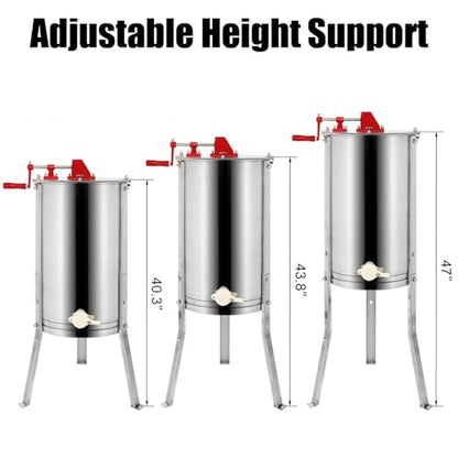 VINGLI 3 Frames Manual Honey Extractor Separator, Food Grade Stainless Steel Honeycomb Spinner Drum Crank By Hand With Adjustable Height Stands, Beekeeping Pro Extraction Apiary Centrifuge Equipment - size: 3 Frames