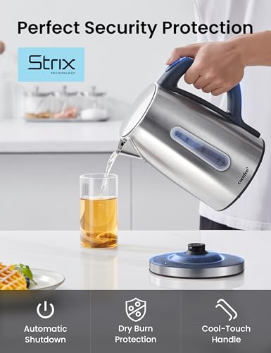 COMFEE' Stainless Steel Electric Kettle, Temperature Control with 6 Presets, 1-Hr Keep Warm, Kettle Water Boiler 1.7 Litres, 1500W with Viewing Window, Auto-Off and Boil-Dry Protection - color: Silver Digital, size: 1.8 Quarts