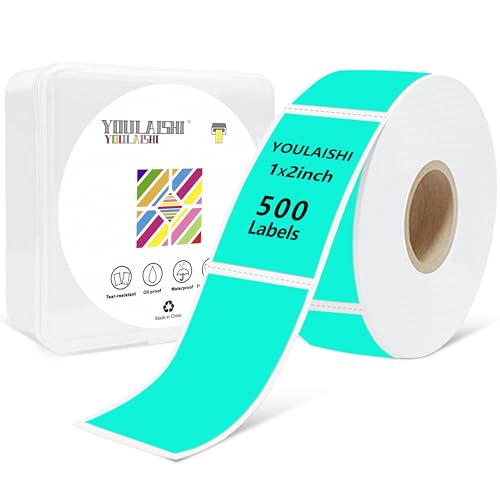 1X2 inch Label Stickers Roll for Thermal Printer 500PCS Colored Removable Freezer Labels Waterproof Blank Sticker Labels to Write on for Food Containers and Jars, Watercolor Green - color: Watercolor Green