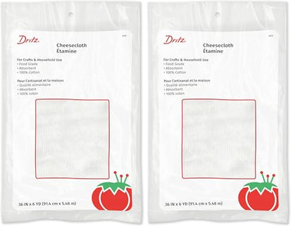Dritz 606 Cheesecloth, Food Grade #10, 36-Inch x 6-Yards, White (Pack of 2) - color: White, size: 36-Inch x 6-Yards (Pack of 2)