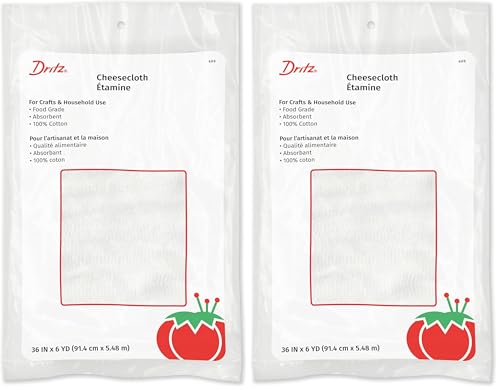 Dritz 606 Cheesecloth, Food Grade #10, 36-Inch x 6-Yards, White (Pack of 2) - color: White, size: 36-Inch x 6-Yards (Pack of 2)