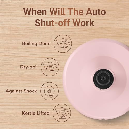 Mecity Electric Kettle Gooseneck Water Kettle Stainless Steel Tea Kettle Water Boiler Fast Heating, Auto Shut Off, 27 fl oz, 1000W, Pink - color: Pink