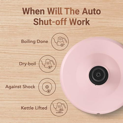 Mecity Electric Kettle Gooseneck Water Kettle Stainless Steel Tea Kettle Water Boiler Fast Heating, Auto Shut Off, 27 fl oz, 1000W, Pink - color: Pink