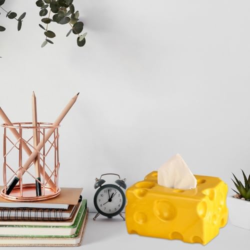 Cheese Shape Tissue Box Holder, Rectangle Napkin Organizer Toilet Paper Container Decorative Tissue Storage Organiser