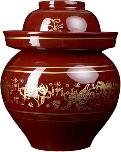 Traditional Sichuan Ceramic Pickle Jar - Water Seal Airlock Lid Fermentation Crock for Pickling, Kimchi, and Sauerkraut(Size:4KG) - size: 4KG