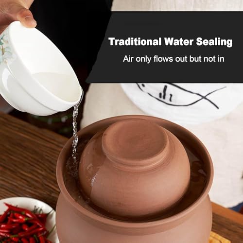Ceramic Pickle Jar with Lid,Traditional Large Fermenting Jar, Sealing Pickle Jar Chinese Fermenting Crock with Water Seal Airlock Lid for Pickling Kimchi Sauerkraut(Size:8kg capacity) - size: 8kg capacity