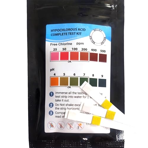 Relief Hypochlorous Acid (HOCl) Effervescent Cleaning Tablets: Your Eco-Friendly, Multi-Use Solution - Makes 12 Gallons of 200ppm Solution. Includes 25 Chlorine and pH Test Strips. (100 Tablets) - style: 100 Tablets 25 Test Strips