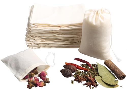 Eketirry Spice Bags, 10pcs Reusable Empty Tea Bags, Muslin Strainer Bags, Soup Bags for Cooking, Natural Cotton Fine Mesh Cheesecloth Bags for Cold Brew Coffee(5 x6.3Inch) - size: 5 x 6.3 inch