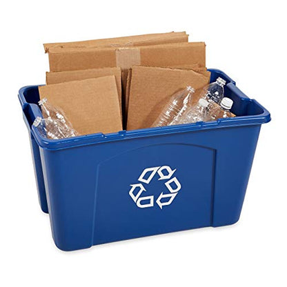 Rubbermaid Commercial Products Stackable Recycling Bin, 18 Gallon, Blue Storage Container, For Garage/Kitchen use for Boxes/Paper Recycle (Pack of 6) - size: 18G