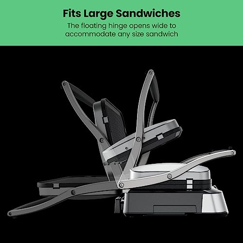 Chefman 5-in-1 Digital Panini Press Grill Sandwich Maker and Griddle Grill Combo with Removable, Reversible Dishwasher-Safe Grilling Plates, Opens 180° for Indoor BBQ /Flat Top Grill, Stainless steel - size: 4 Slice - Digital