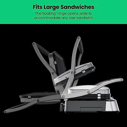 Chefman 5-in-1 Digital Panini Press Grill Sandwich Maker and Griddle Grill Combo with Removable, Reversible Dishwasher-Safe Grilling Plates, Opens 180° for Indoor BBQ /Flat Top Grill, Stainless steel - size: 4 Slice - Digital