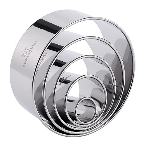 Cookie Cutter Set, 5 Pc. Kit, Measuring 1'', 2'', 3'', 4'' and 5'', Round Metal Baking Rings for Pastry, Biscuits, and Dough Cutting, Heavy Duty and Reusable, Multiple Sizes - size: 1 2 3 4 5 Inch x 2 Inch