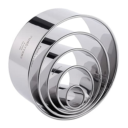 Cookie Cutter Set, 5 Pc. Kit, Measuring 1'', 2'', 3'', 4'' and 5'', Round Metal Baking Rings for Pastry, Biscuits, and Dough Cutting, Heavy Duty and Reusable, Multiple Sizes - size: 1 2 3 4 5 Inch x 2 Inch