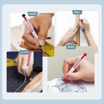 24 PCS Long Head Deep Hole Marker Pens,20mm Long Nib Marker,Longs Nose Markers,Waterproof Construction Markers Marking Tool,Permanent Markers Carpenter Ink marker Pens,Metal marking Pens,Red - color: 24PCS-20MM Red