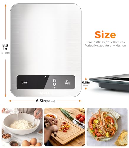 100% Waterproof Food Scale, IP67 Digital Kitchen Scale, Rechargeable (USB-C), 0.1oz/1g Precision, 22lb Capacity, Stainless Steel & Tempered Glass, for Cooking, Making Sourdough Bread, Grey - color: Grey
