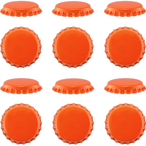 Beer Bottle Colored Pry-Off Caps 12-pk [ Choose Your Color ] Oxygen Absorbing, 26mm Crown Seal Cork, Kombucha Homebrew, PVC Free (Orange) - color: Orange