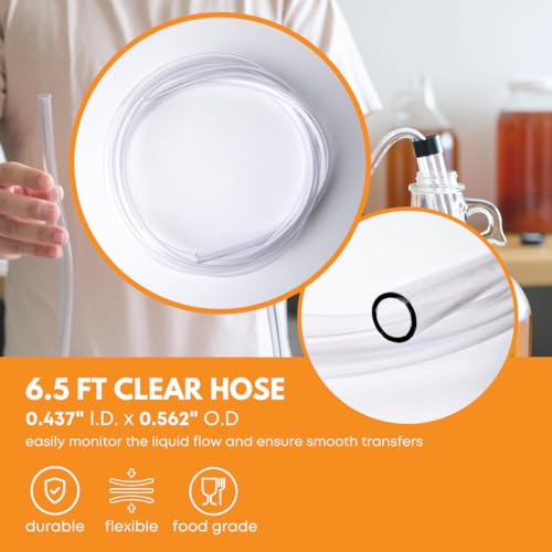 FastRack Auto Clamp 1/2" Gravity Filler w/ 6.5' ft Hose Siphoning Kit w/Food Grade BPA Free Plastic, Tubing for Beer or Wine, Carboy Bottle Filling, Clear