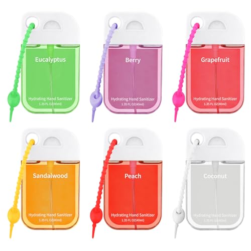 Frienda 12 Pcs Hydrating Hand Sanitizer Spray Scented Pocket Hand Sanitizer Travel Size with Keychain Moisturizing Sanitizing Hands Thank You Appreciation Gifts for Team Coworkers Staff Women Adults - style: Cute
