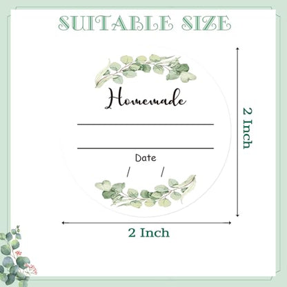 Canning Jar Labels 2 Inch Waterproof Mason Jar Stickers for Home Canning | Watercolor Green Plant Design with Date Lines for Homemade Jam Jelly Pantry Organization Small Business Food Packaging
