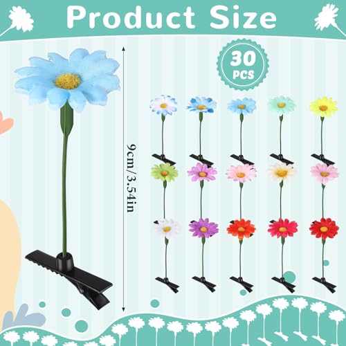 30 Pcs Bean Sprout Hair Clips Rave Mixed Style Plant Hairpins Hair Accessories for Party Irish(Vivid Flower) - style: Vivid Flower