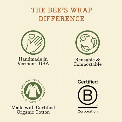 Bee's Wrap Beeswax Wraps for Food - 3 Pack of Assorted Beeswax Wraps - Small, Medium & Large Wrap - Plastic Free Made in USA Reusable Natural Food Wrap - Garden Party Print - style: 3 Pack (Garden Party)