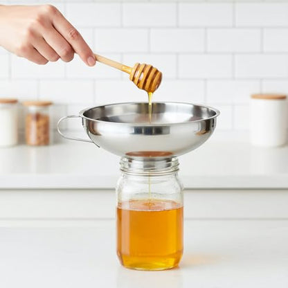 4 Pieces Stainless Steel Funnels with Fine Mesh Strainer Wide Mouth Food Grade Stainless-Steel Funnel with Stainless Steel Wire Strainersl for Spices, Juices, Powders, Coffee Beans