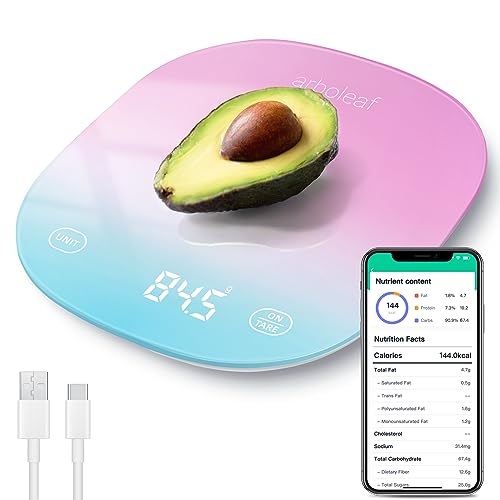 arboleaf Food Scale Rechargeable, Food Scales Digital Weight Grams and oz, Kitchen Scales Digital Weight, Smart Baking Measuring Food Scales for Kitchen Gift, Weight Loss, 0.1oz/0.5g, 22lbs/10kg - color: Colour