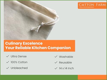 Cotton Farm Grade 100 Cheese Cloths, 18X18 inch bundle with Nut Mik Bag 14x14 inch