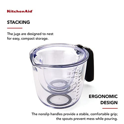 KitchenAid KQ298OSOBA Gourmet Set of 3 Measuring Jugs, Onyx - color: Black, size: Set of 3, style: Straight