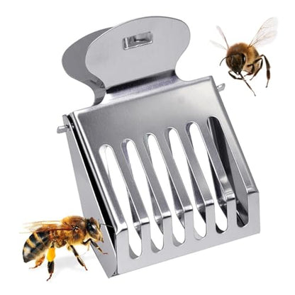 Queen Bee Cage 1pcs Bee Queen Cage Transparent Plastic Clip Catcher Box Stainless Steel clamp Beekeeping Equipments Beekeeper Equip(Stainless Steel) - color: Stainless Steel