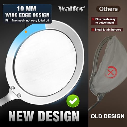 Walfos Skimmer Spoon,304 Stainless Steel Fine Mesh Strainer,Foam Strainer Oil Filter,Ultra Fine Mesh Strainer Perfect For Separation Of The Floating Foam,Fat,Set fo 2 - style: 2pcs (3") Skimmers