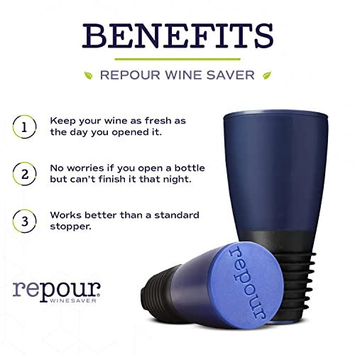 Repour Wine Saver and Stopper - Removes Oxygen, Preserving and Keeping Wine As Fresh As The Day The Bottle Was Opened - 24-Pack Blue - color: Blue, size: 24-Pack