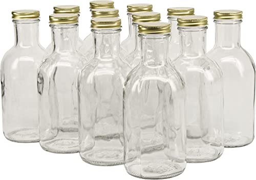 North Mountain Supply 16 Ounce Glass Stout Sauce Bottle - with 38mm Gold Metal Lids - Case of 12