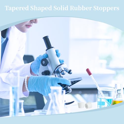 6Pcs Solid Rubber Stopper Bungs with Hole 33mm to 41mm Solid Test Tubes Bungs Stopper for Flask, Plug Holes and Test Tube(White) - size: 33-41MM