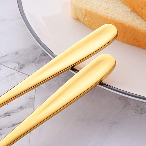 Baikai Stainless Steel 18/10 Cheese Desert Knives, Set of 4, Gold Breakfast Butter Knife, Slicer Sandwich Spreader - color: Gold cheese knives
