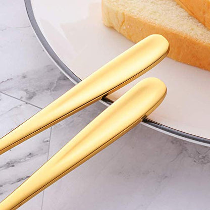 Baikai Stainless Steel 18/10 Cheese Desert Knives, Set of 4, Gold Breakfast Butter Knife, Slicer Sandwich Spreader - color: Gold cheese knives