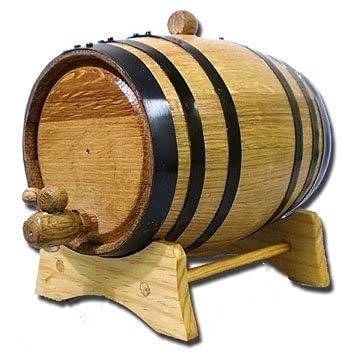 2 Liter Oak Aging Barrel with Wood Stand, Bung & Spigot - Mini Whiskey Barrels for The Home Alcohol Distiller, Moonshiner & Winemaker - Age Cocktails, Bourbon, Whisky, Tequila, Rum, Mead Wine (2L) - size: 2 Liter