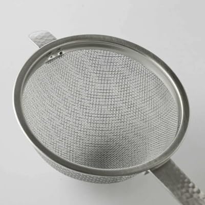 Japanese Double Fine Mesh Tea Sifter – Stainless Steel Tea Strainer with Hammered Texture Handle Kitchen Sieve, 6” (Length) × 3” (Width) × 1.3” (Height)