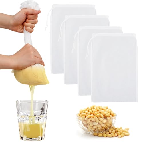 4PCS Nut Milk Bag,8x12'' 100 Mesh Fine Mesh Cheese Cloth,Nylon Cheesecloth Bags for Straining,Multiple Usage Reusable Juice Strainer,Suitable for Straining Fruit Coffee Tofu Yogurt Tea (100 Mesh) - color: 100 Mesh