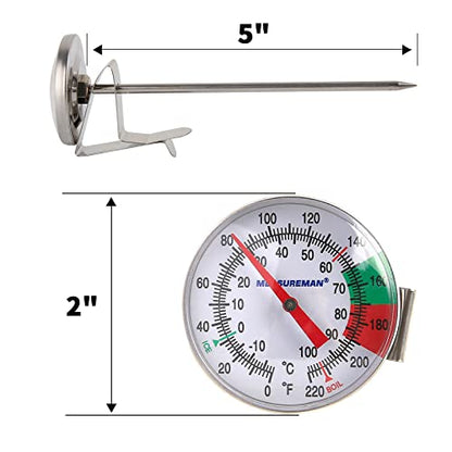 MEASUREMAN Instand Read 2” Dial 0~220℉/℃，Milk Thermometer，Milk Foam，Coffee Drinks Thermometer（2Pack） - size: 2 Pack