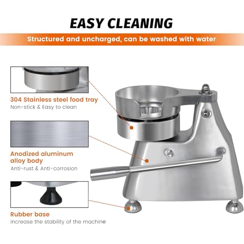 Hakka Commercial Hamburger Press Patty Maker, Stainless Steel Heavy Duty Grill Burger Press Patty Meat Tool, with Three Convertible Molds and 1200 Pcs Patty Papers, 100mm/130mm/150mm