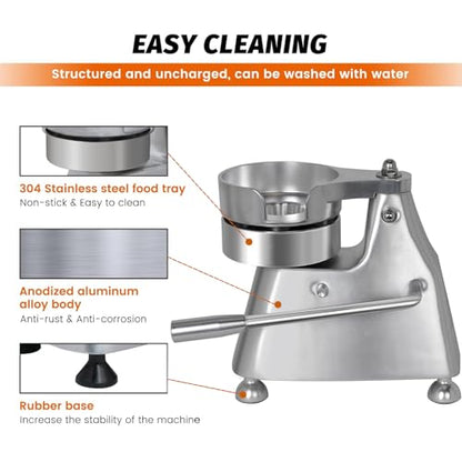 Hakka Commercial Hamburger Press Patty Maker, Stainless Steel Heavy Duty Grill Burger Press Patty Meat Tool, with Three Convertible Molds and 1200 Pcs Patty Papers, 100mm/130mm/150mm