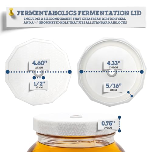 Fermentaholics 2 Pack - 110mm One Gallon Fermentation Lid & Gasket - Airtight Lid Turns Gallon Jar Into A Fermenter - Make Beer, Wine, Mead, Cider & More (AIRLOCK SOLD SEPARATELY)
