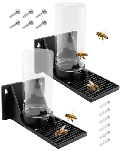 Beehive Beekeeping Water Dispenser for Bees Butterflies Hummingbirds | Bee Watering Station, Wall or Tree Mounted, Black Nest Beekeeper Tools Outside, 2Pcs