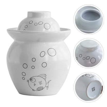 Abaodam Ceramic Pickle Jar Airtight Sealed Fermenting Crock for Kimchi and Sauerkraut Food Storage, 1.5-pound Capacity Porcelain Pickled Vegetable Jar with Lid for Kitchen Use