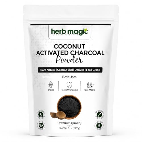 Activated Charcoal Powder – 8 oz (227 g) | Coconut Shell Derived | Finely Milled Powder for DIY Tooth Powder & Beauty Use| Herb Magic
